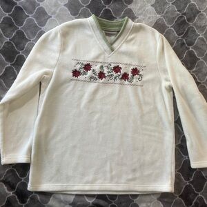 Fleece Grandma Sweater Poinsettia size XL CraftAndBarrow